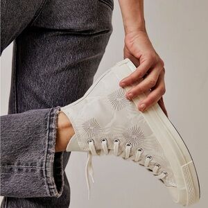 Converse White Floral High-Top Sneakers
